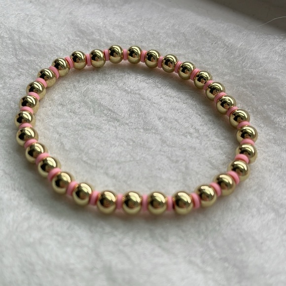 Gold Beaded Stackable Stretch Bracelets Set -  14K Gold Beads - Picture 7 of 16